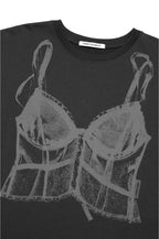 【3hreeto8ighty】SNAP CORSET GRAPHIC T-SHIRT - 2 colors