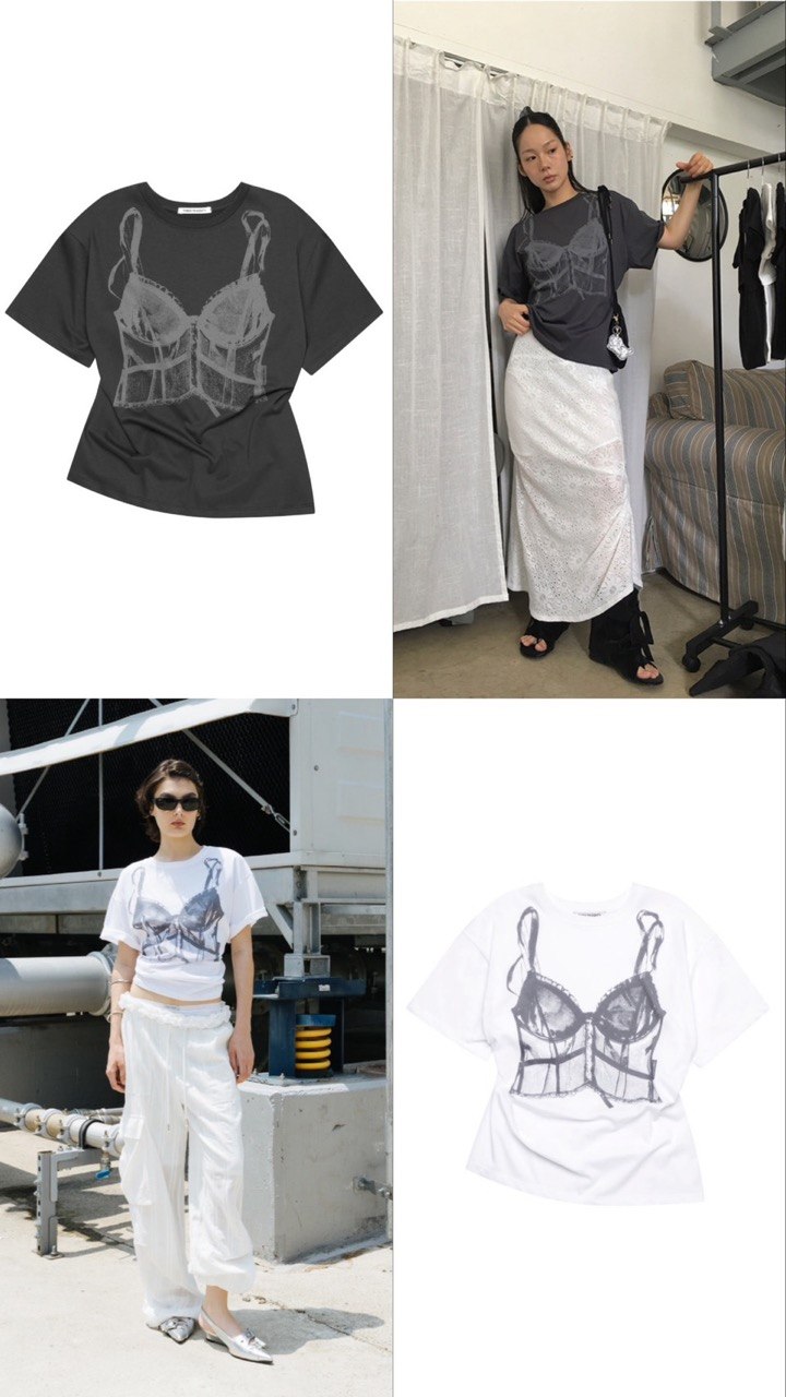 【3hreeto8ighty】SNAP CORSET GRAPHIC T-SHIRT - 2 colors