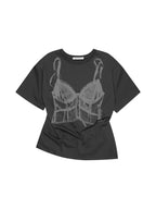 【3hreeto8ighty】SNAP CORSET GRAPHIC T-SHIRT - 2 colors
