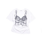 【3hreeto8ighty】SNAP CORSET GRAPHIC T-SHIRT - 2 colors