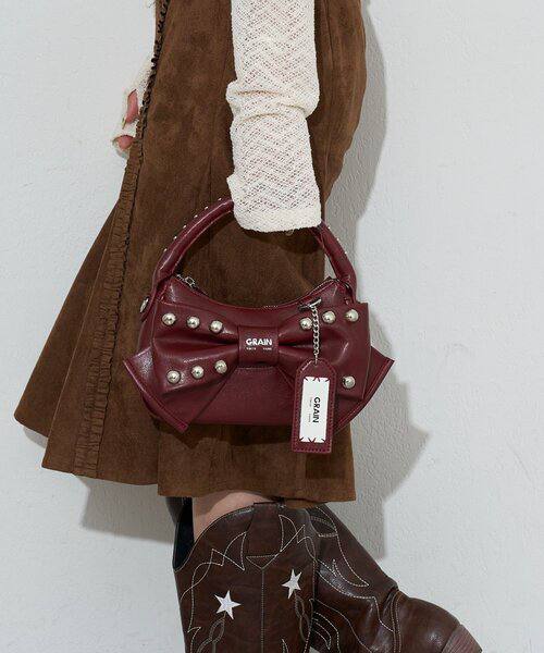【GRAIN】2way鉚釘蝴蝶結小包