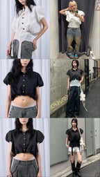 【WWG】澎澎袖短版襯衫