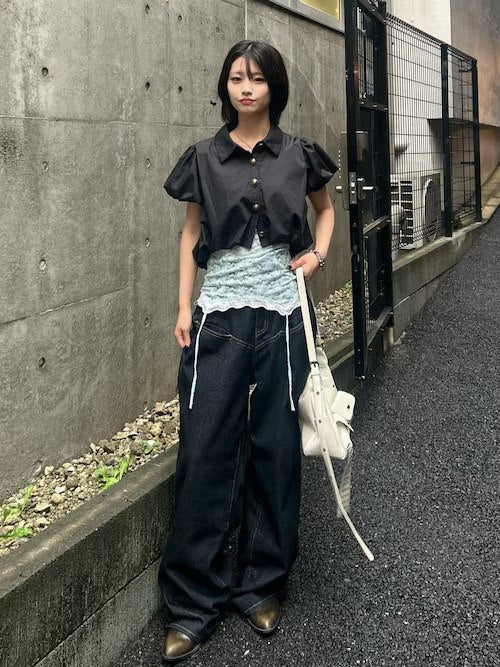 【WWG】澎澎袖短版襯衫