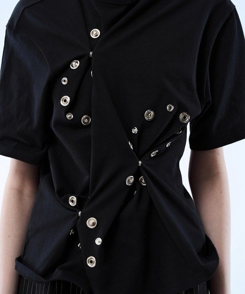 【seyto】3way reversible eyelet design tee