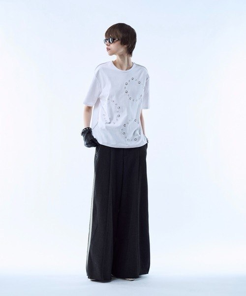 【seyto】3way reversible eyelet design tee