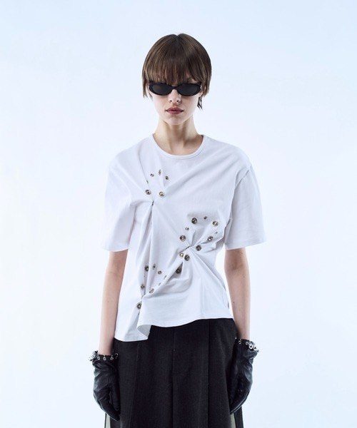 【seyto】3way reversible eyelet design tee