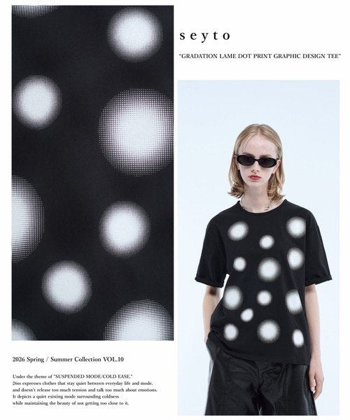 【seyto】Gradation lame dot print graphic tee
