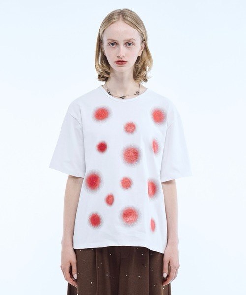 【seyto】Gradation lame dot print graphic tee