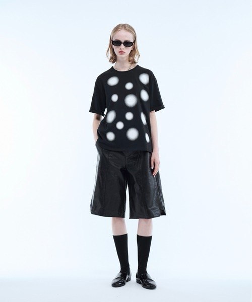 【seyto】Gradation lame dot print graphic tee