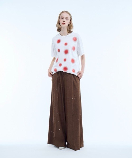 【seyto】Gradation lame dot print graphic tee