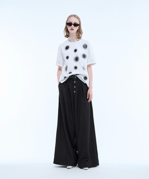 【seyto】Gradation lame dot print graphic tee
