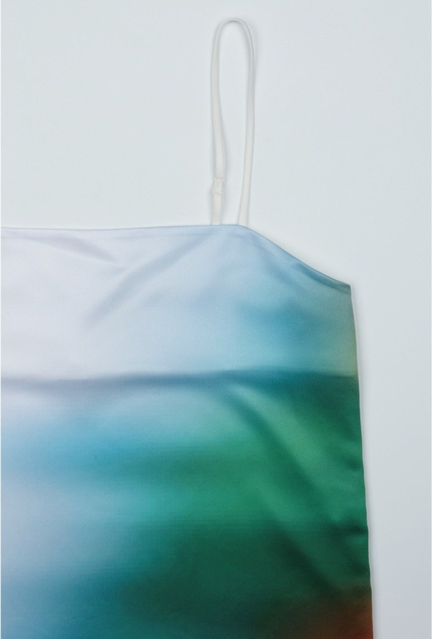 【3hreeto8ighty】Printed Slip Dress - Green