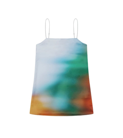 【3hreeto8ighty】Printed Slip Dress - Green