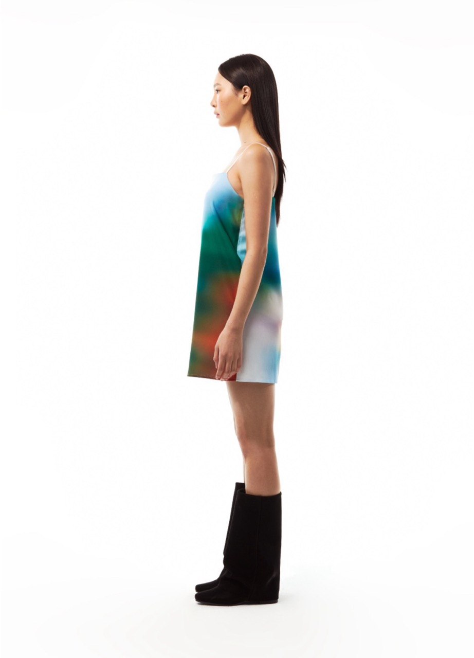【3hreeto8ighty】Printed Slip Dress - Green