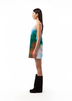 【3hreeto8ighty】Printed Slip Dress - Green