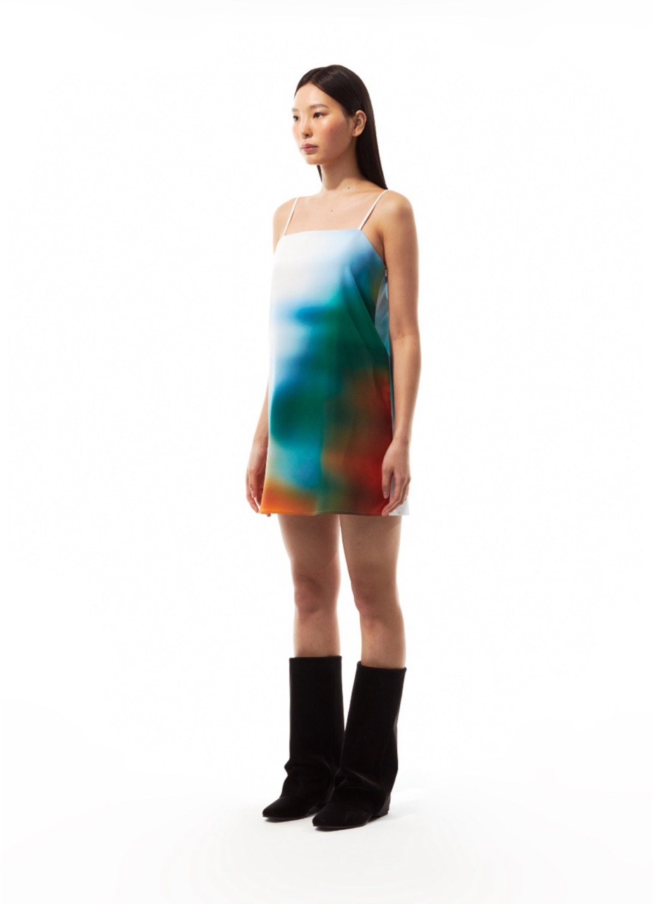 【3hreeto8ighty】Printed Slip Dress - Green