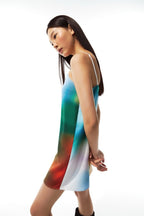 【3hreeto8ighty】Printed Slip Dress - Green