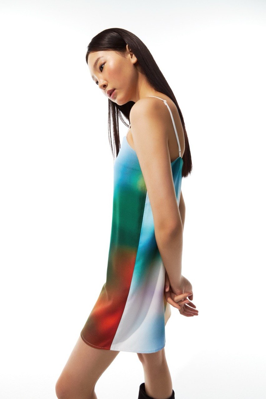 【3hreeto8ighty】Printed Slip Dress - Green