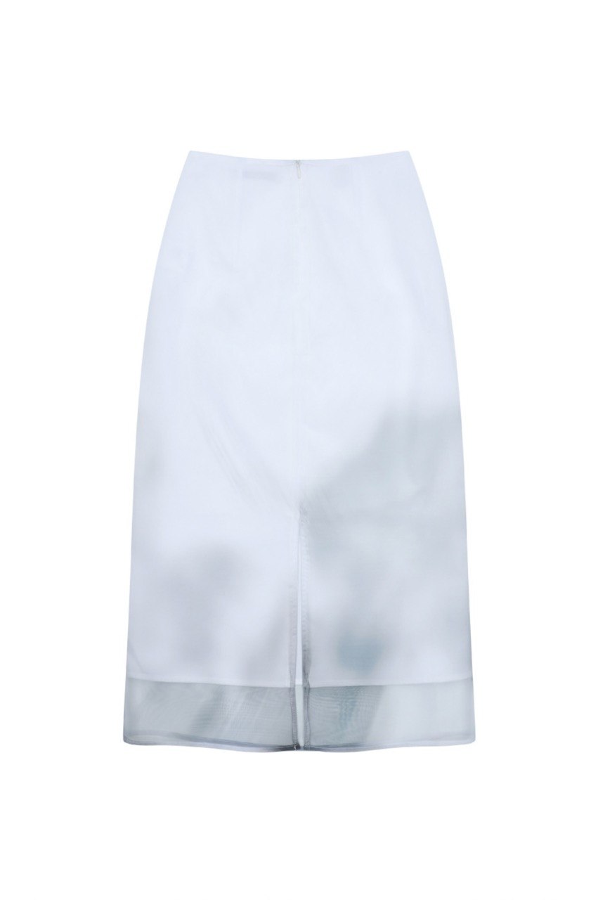 【3hreeto8ighty】Printed Organza Layered Skirt - White