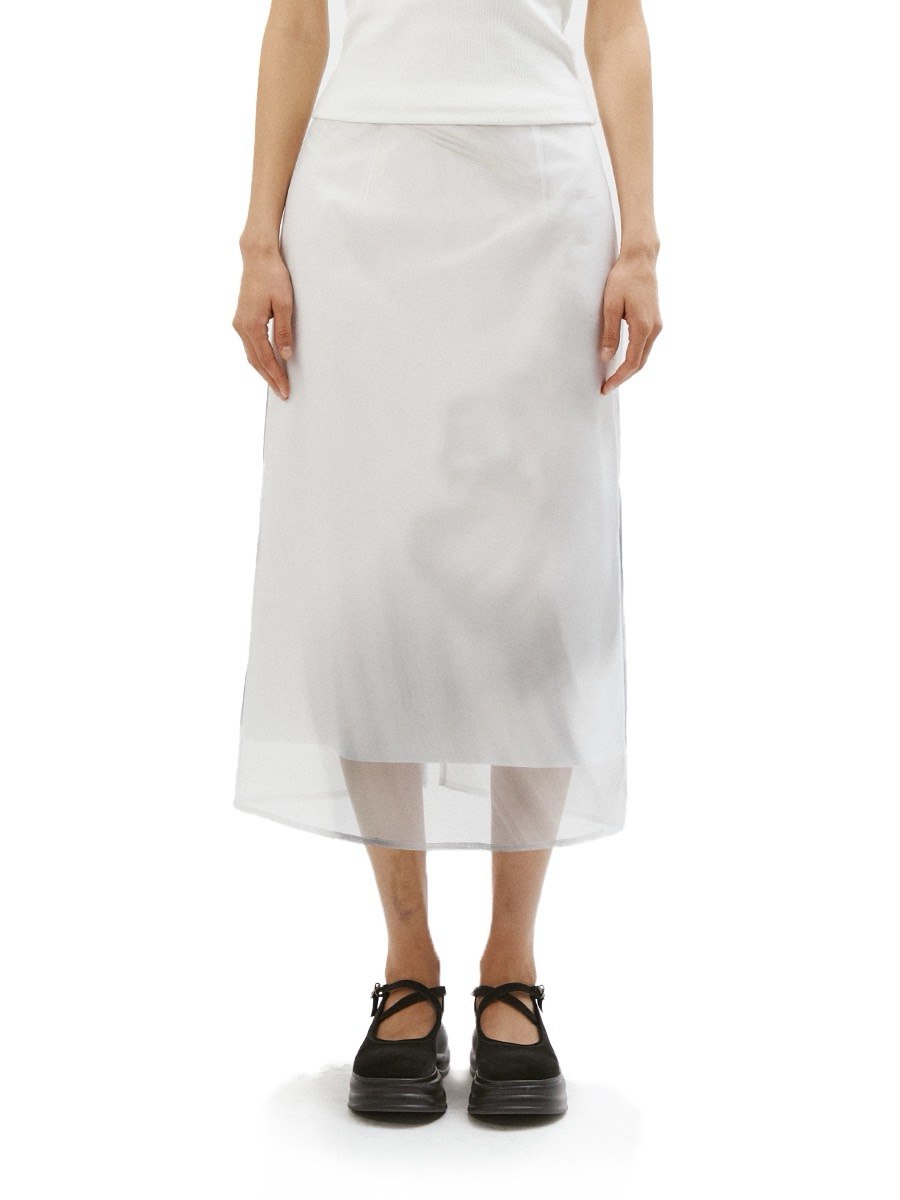 【3hreeto8ighty】Printed Organza Layered Skirt - White