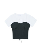 【3hreeto8ighty】Corset Layered T-Shirt