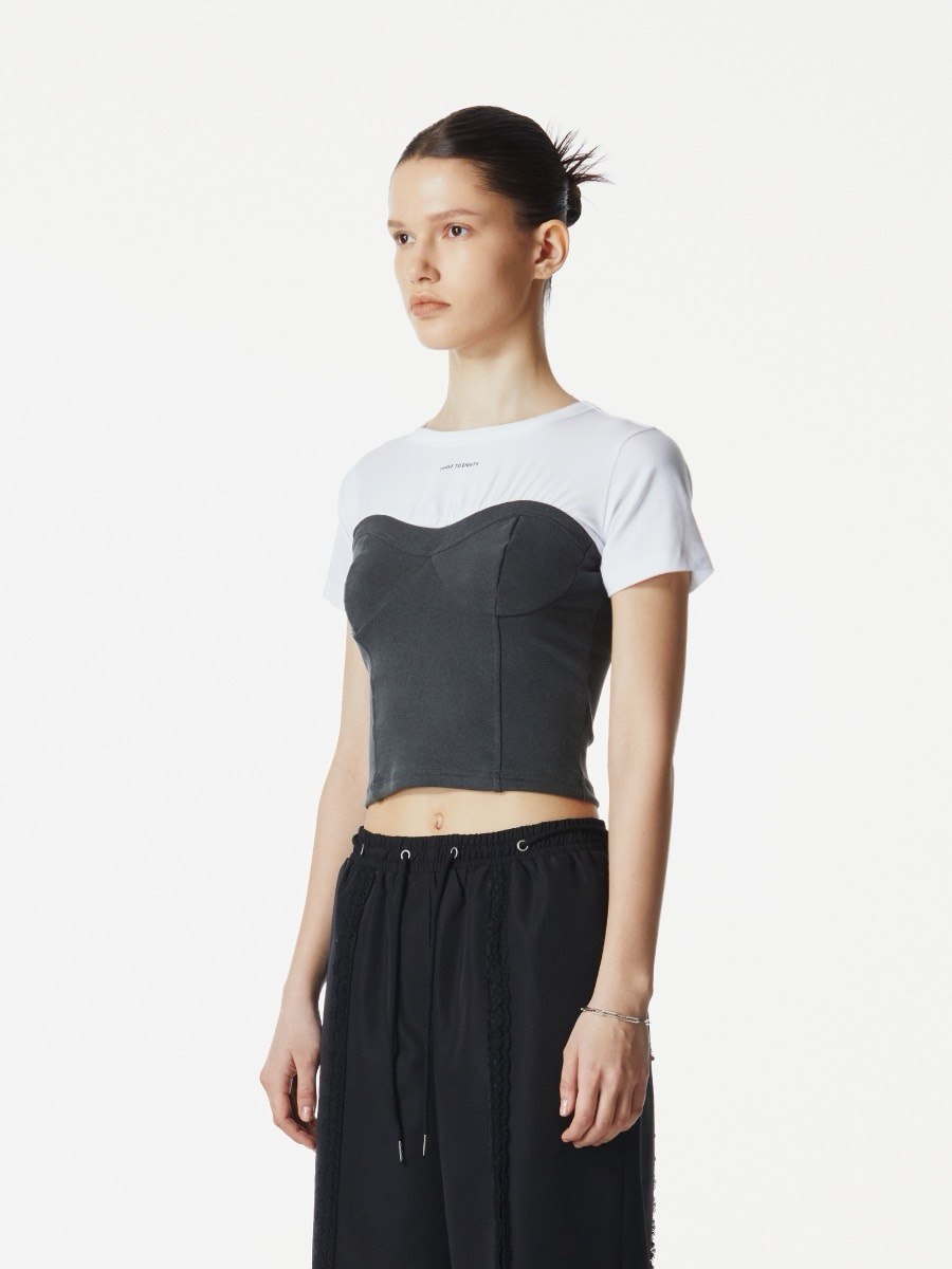 【3hreeto8ighty】Corset Layered T-Shirt