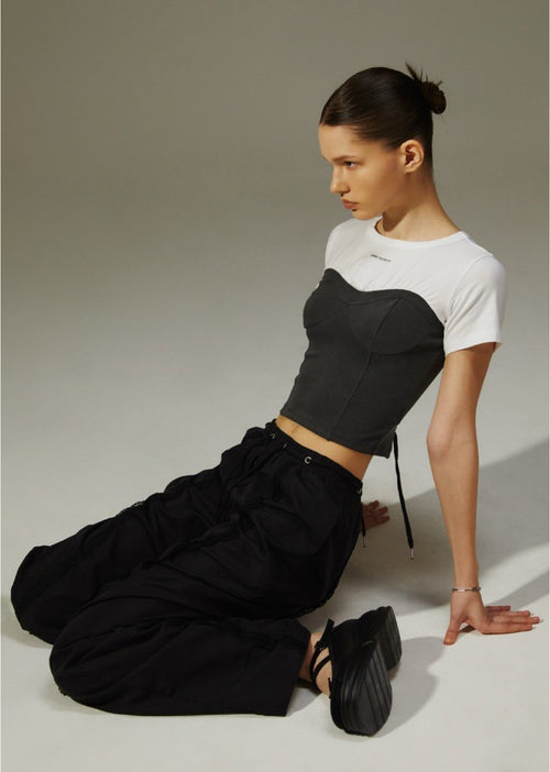 【3hreeto8ighty】Corset Layered T-Shirt