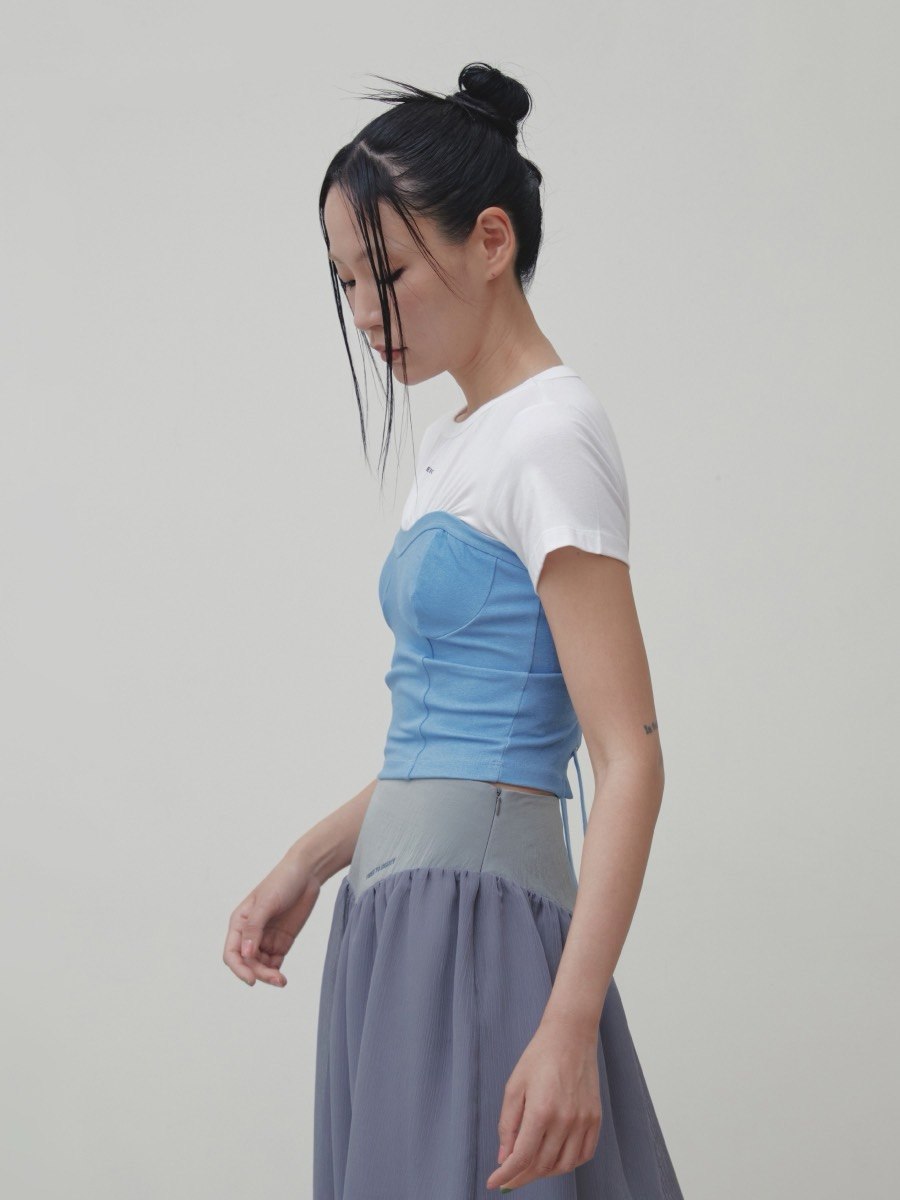 【3hreeto8ighty】Corset Layered T-Shirt