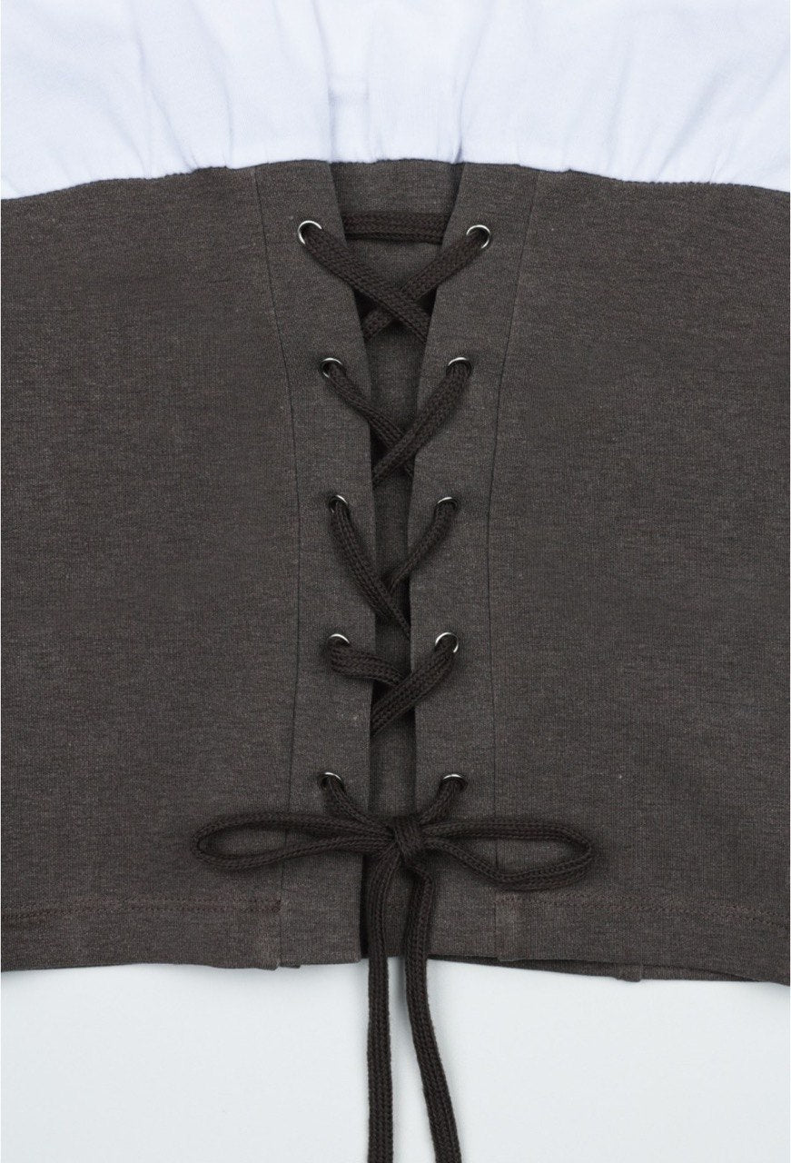 【3hreeto8ighty】Corset Layered T-Shirt