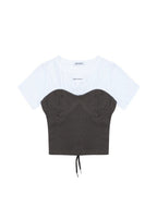 【3hreeto8ighty】Corset Layered T-Shirt