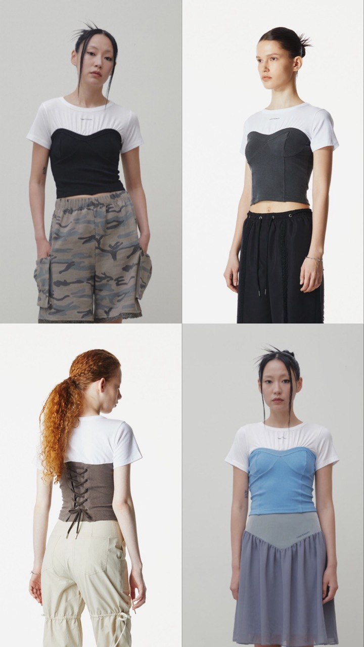 【3hreeto8ighty】Corset Layered T-Shirt