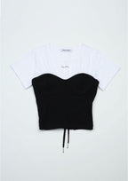 【3hreeto8ighty】Corset Layered T-Shirt