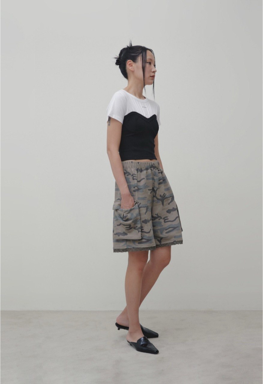 【3hreeto8ighty】Corset Layered T-Shirt