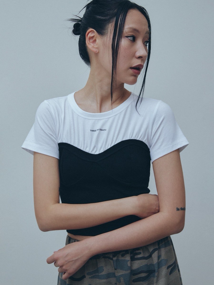 【3hreeto8ighty】Corset Layered T-Shirt