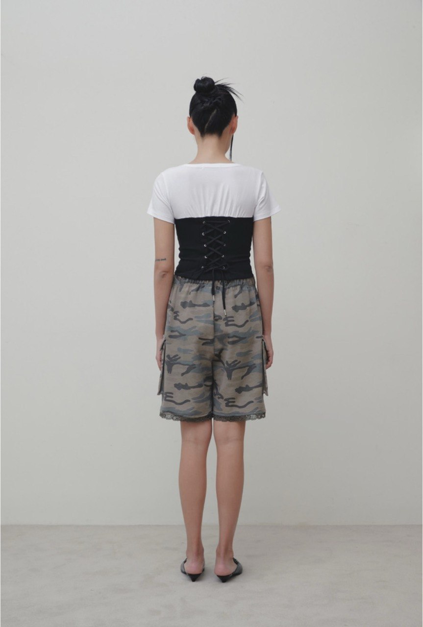 【3hreeto8ighty】Corset Layered T-Shirt