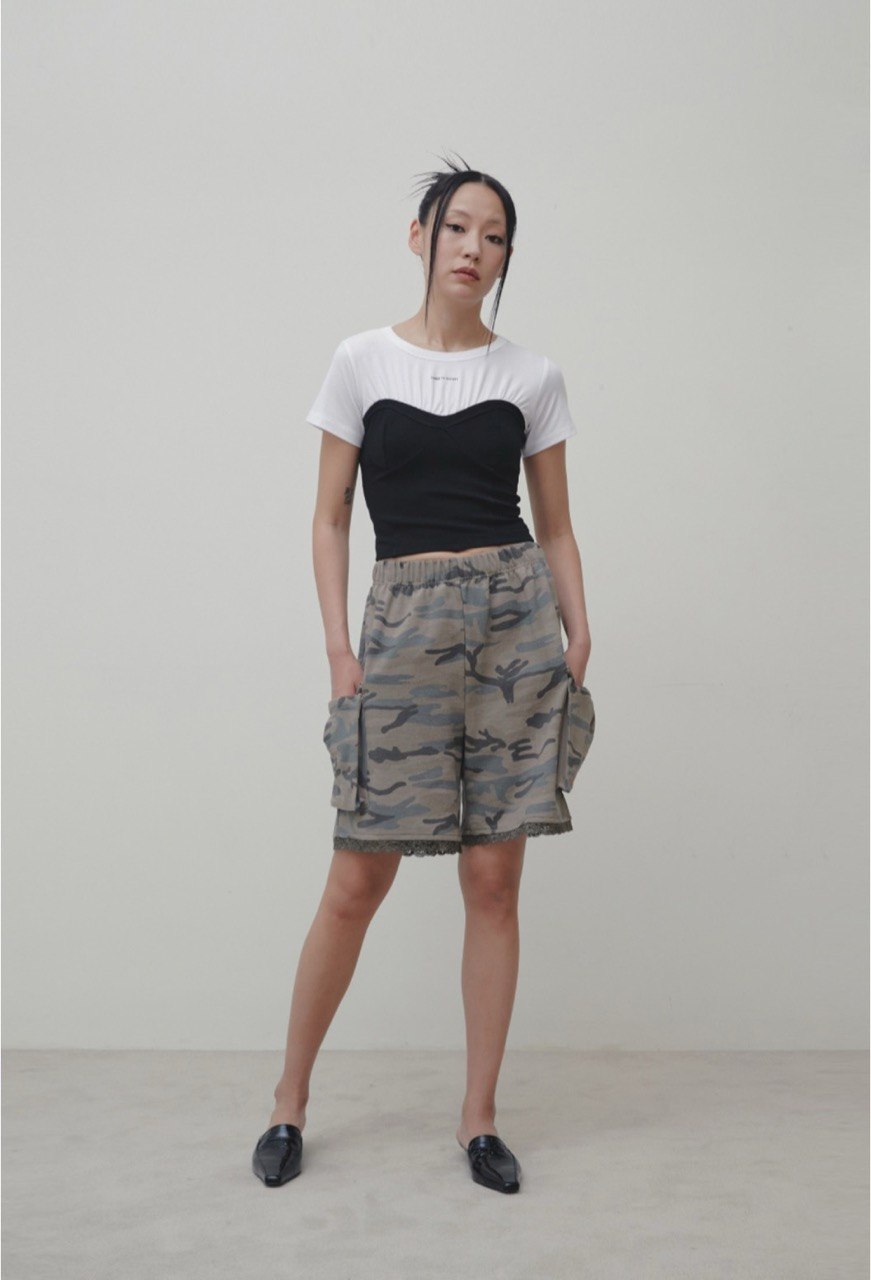 【3hreeto8ighty】Corset Layered T-Shirt