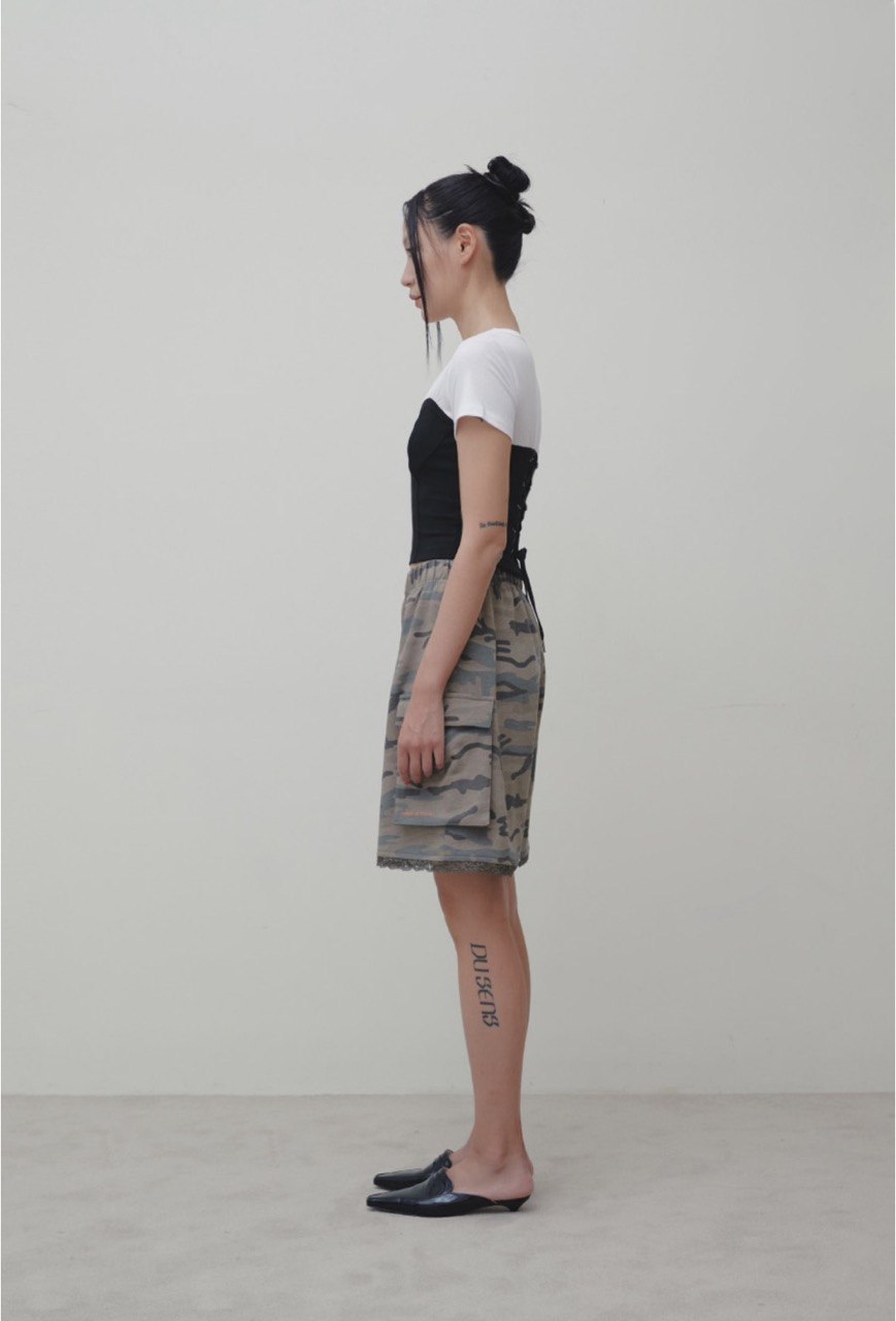 【3hreeto8ighty】Corset Layered T-Shirt