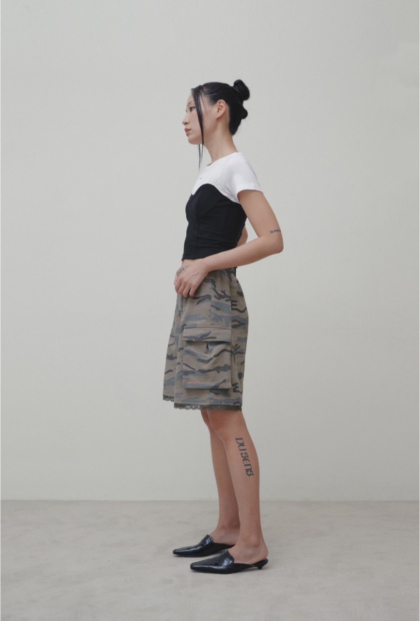 【3hreeto8ighty】Corset Layered T-Shirt