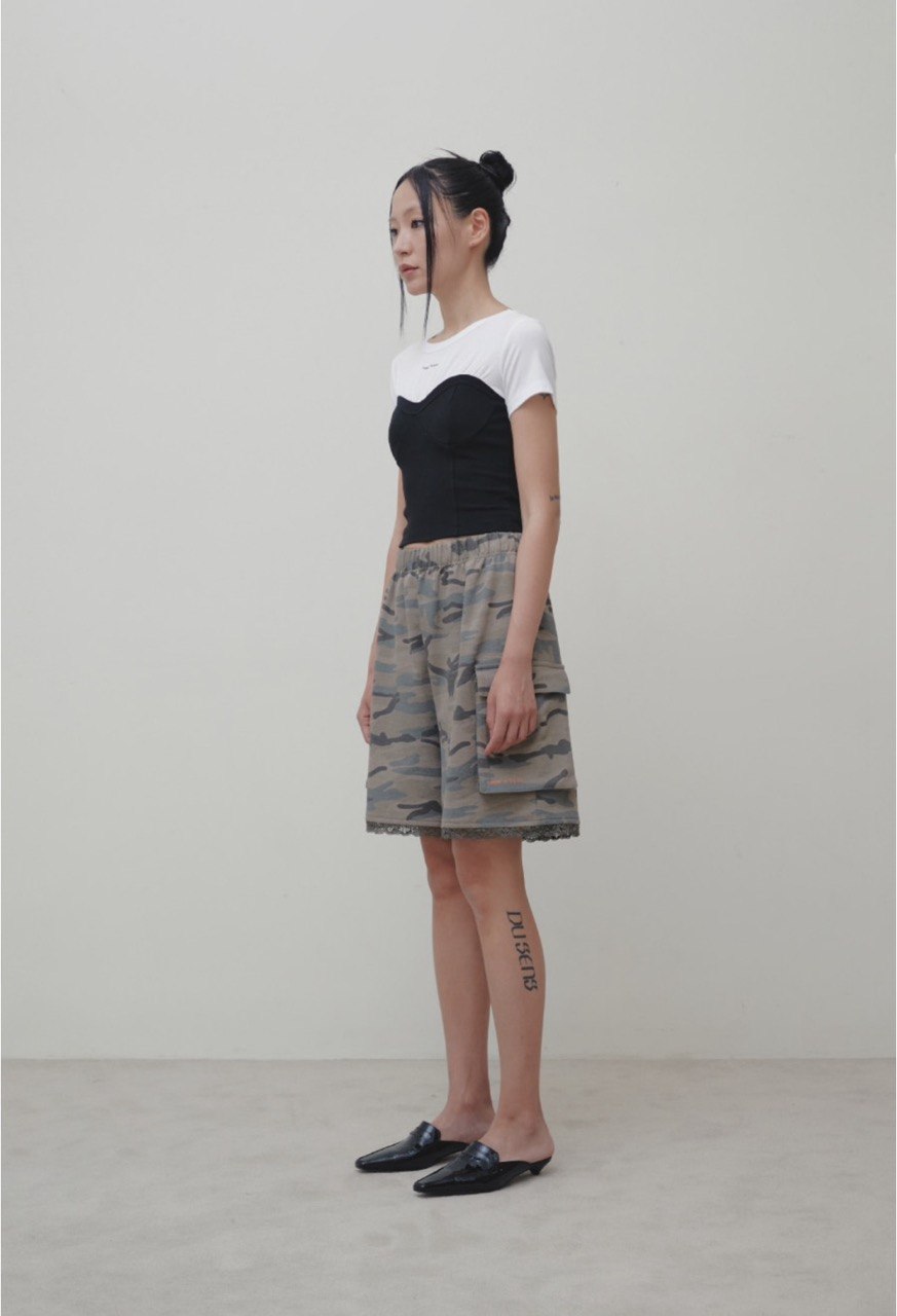 【3hreeto8ighty】Corset Layered T-Shirt