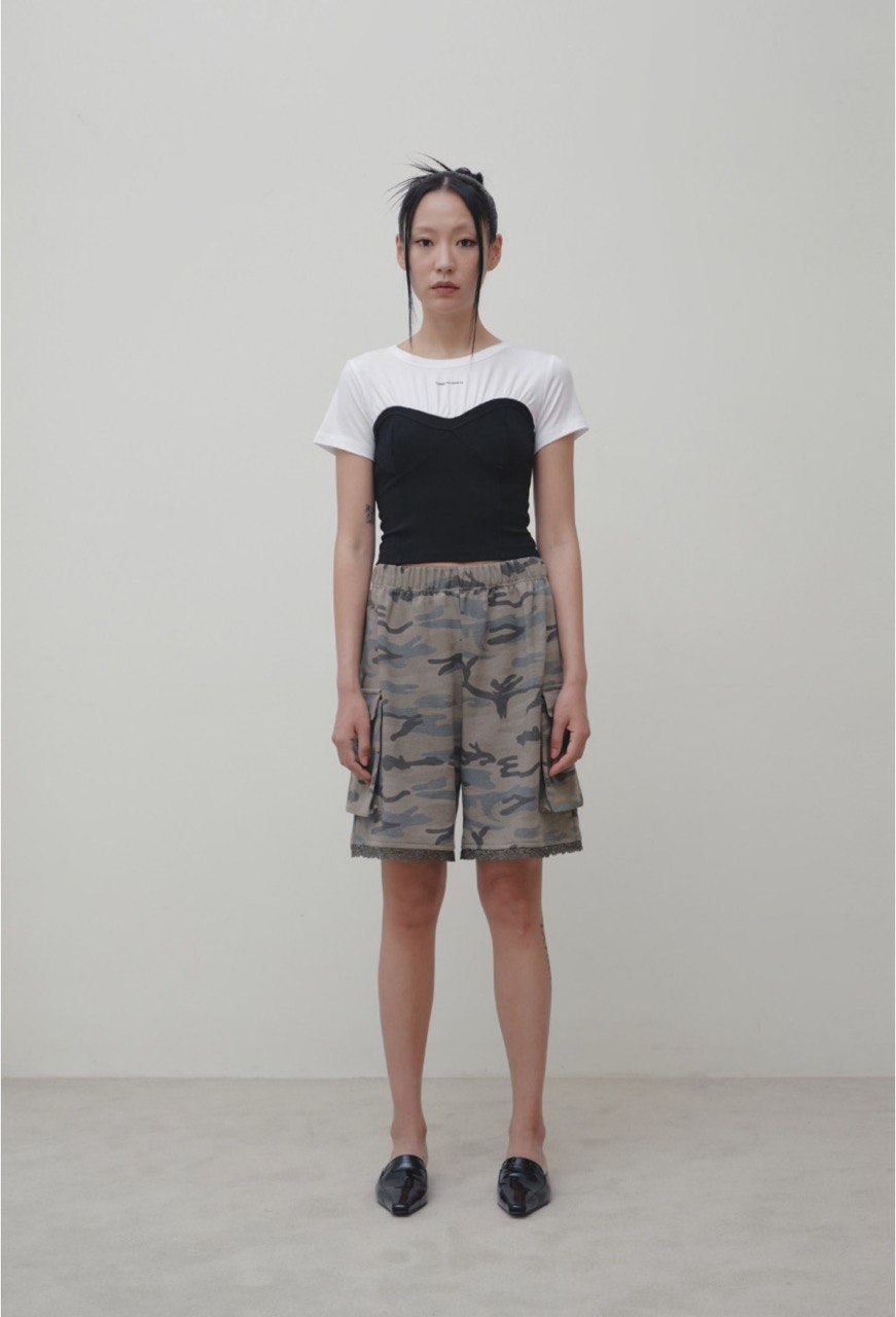 【3hreeto8ighty】Corset Layered T-Shirt
