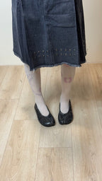 【typeservice】Stud Denim Panel Skirt [ Black ]