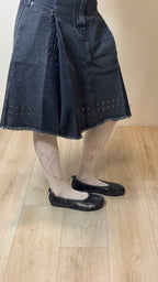 【typeservice】Stud Denim Panel Skirt [ Black ]