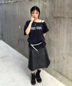 【typeservice】Stud Denim Panel Skirt [ Black ]