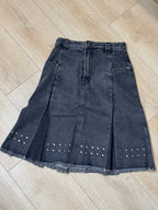 【typeservice】Stud Denim Panel Skirt [ Black ]