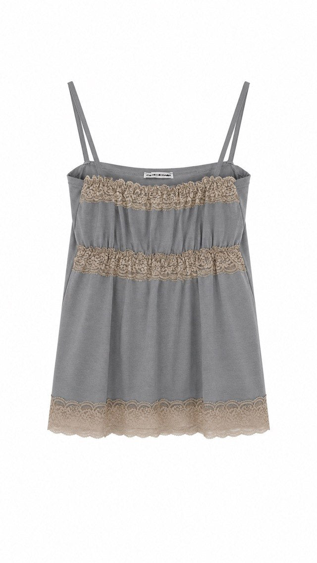 Lace Trim Sleeveless Top - 2 colors
