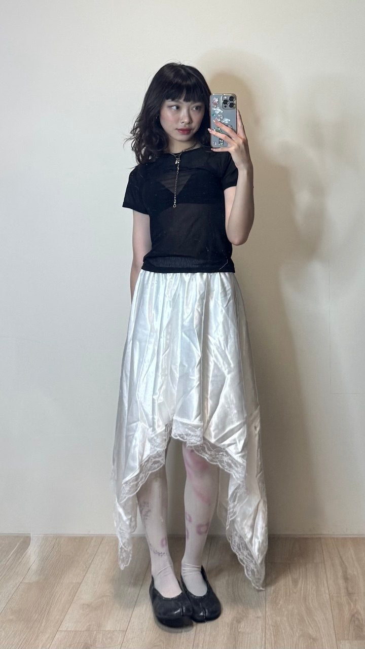 透明感兩件式上衣（短袖＋小背心）