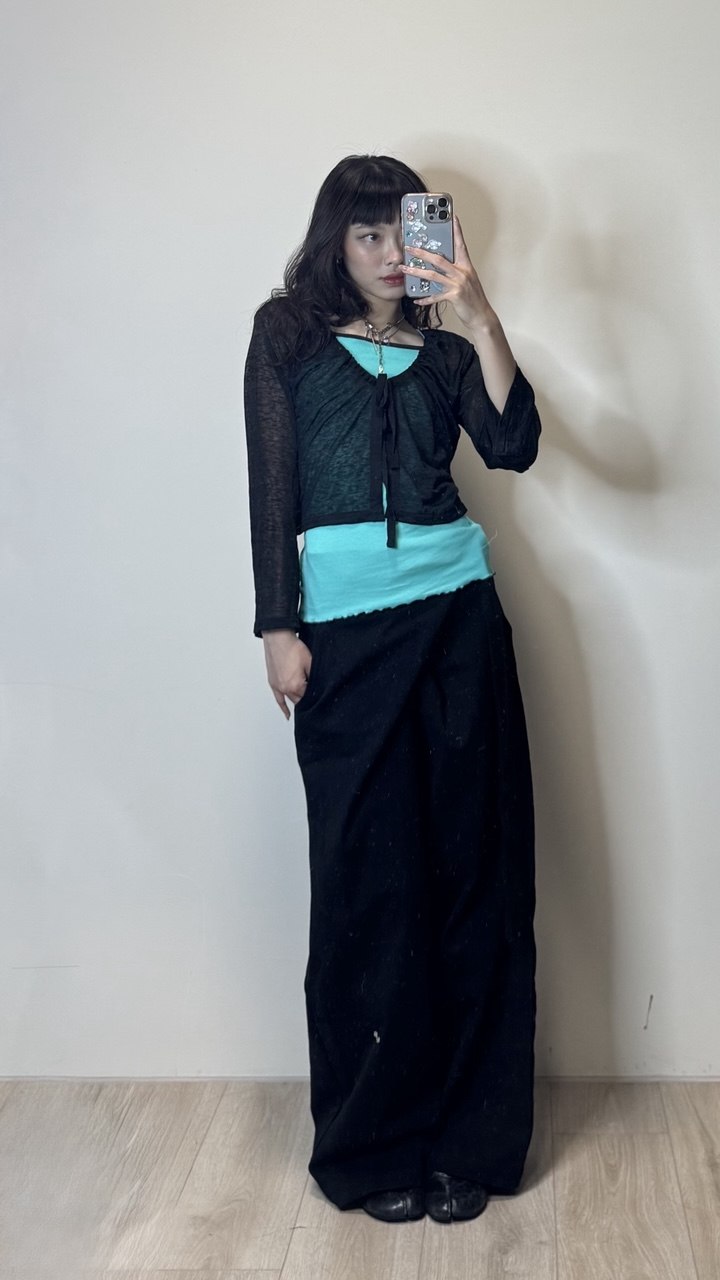 【Flare up】Layered Wrap Trousers [Black / Charcoal]