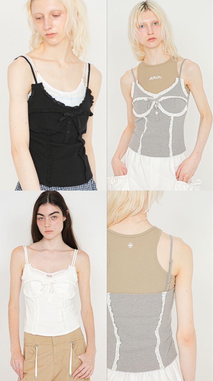 【SORIN】吊帶蕾絲蝴蝶結小背心 - 3 colors