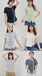 【DISCOAT】蕾絲分層抓皺感垂墜短袖 - 6 colors