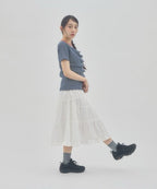 【DISCOAT】蕾絲分層抓皺感垂墜短袖 - 6 colors